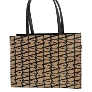 Women’s Premium Rexine Tote Bag | Large Capacity Shoulder Handbag | Stylish Printed Shopping Bag with Zip Closure | Durable Daily Use Office College Travel Carry Bag