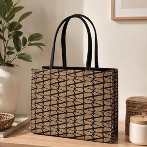 Women's Premium Rexine Tote Bag | Large Capacity Shoulder Handbag | Stylish Printed Shopping Bag with Zip Closure | Durable Daily Use Office College Travel Carry Bag